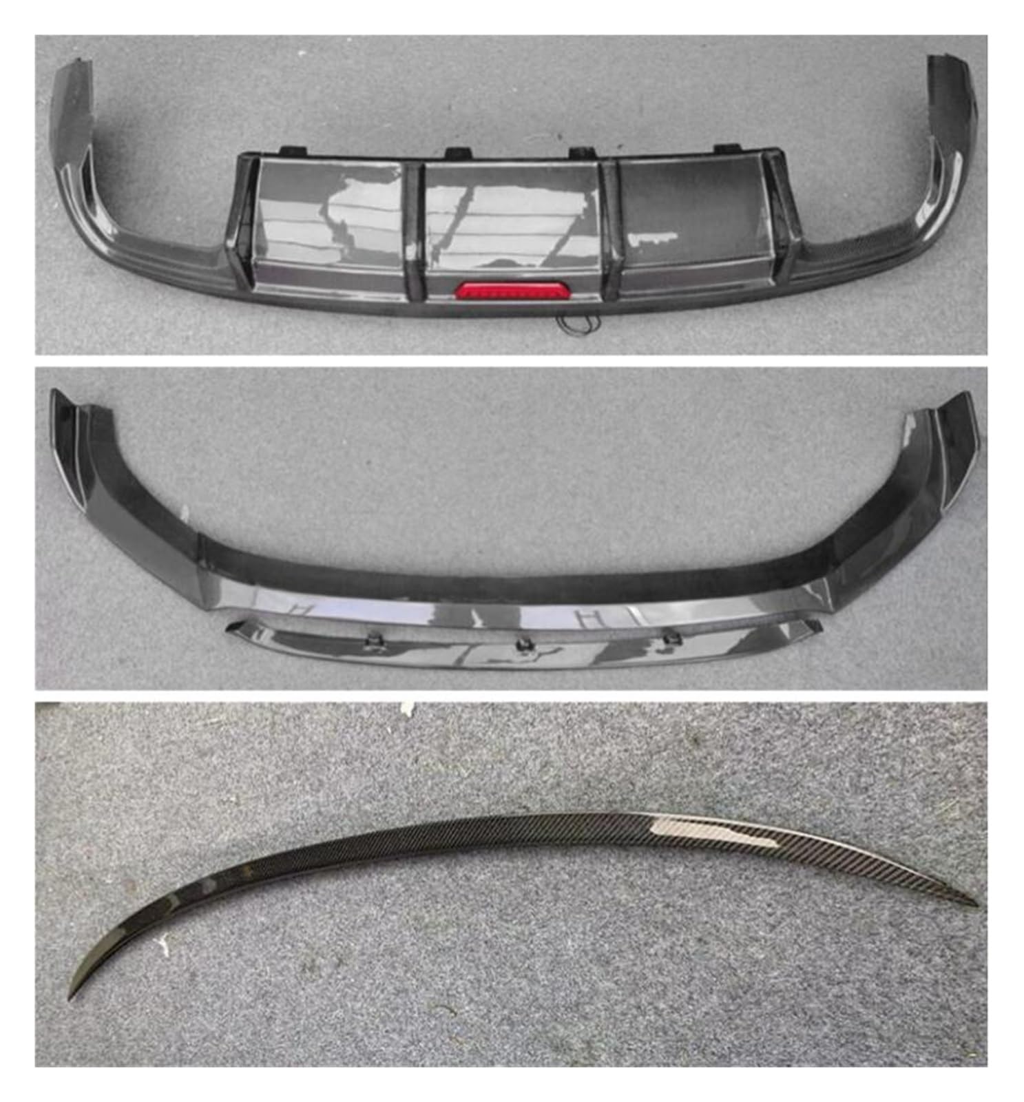 LDFREBCX Real Carbon Fiber Front Lip Stoßstange & Stamm Spoiler & Hinten Diffusor Abdeckung Kompatibel for Q5 2020-2022(Lip Spoiler Diffuser) von LDFREBCX