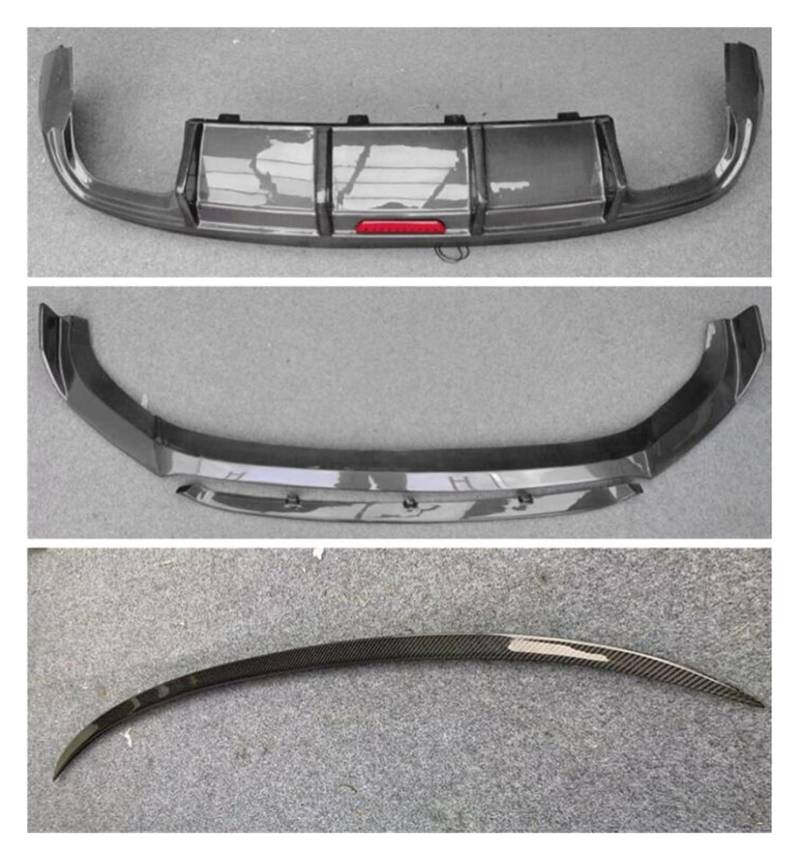 LDFREBCX Real Carbon Fiber Front Lip Stoßstange & Stamm Spoiler & Hinten Diffusor Abdeckung Kompatibel for Q5 2020-2022(Lip Spoiler Diffuser) von LDFREBCX