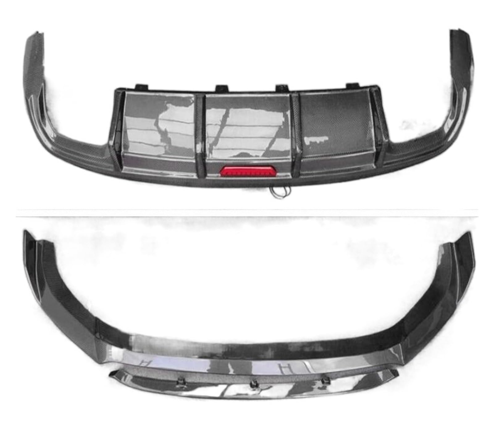 LDFREBCX Real Carbon Fiber Front Lip Stoßstange & Stamm Spoiler & Hinten Diffusor Abdeckung Kompatibel for Q5 2020-2022(Lip and Diffuser) von LDFREBCX