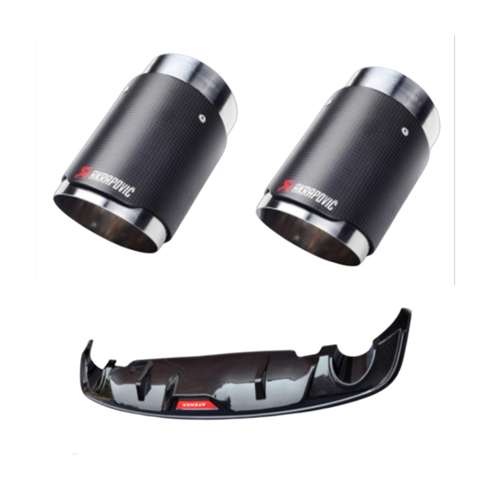 LDFREBCX Stoßstangendiffusor, Auspuff-Kofferraumspoiler, Plattensplitter, kompatibel mit Mazda Atenza 2020–2023, ABS-Carbon-Stoßstangen-Hecklippendiffusor, Auspuffspoiler (mit LED)(Diffuser and Exhaus von LDFREBCX