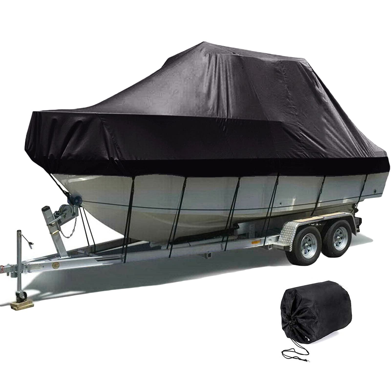 600D Oxford Bootspersenning Wasserdicht Schutz Cover Winter-Abdeckung Bootsplane für V-Hull Tri-Hull, Schwarz,732 * 300CM von LDIW