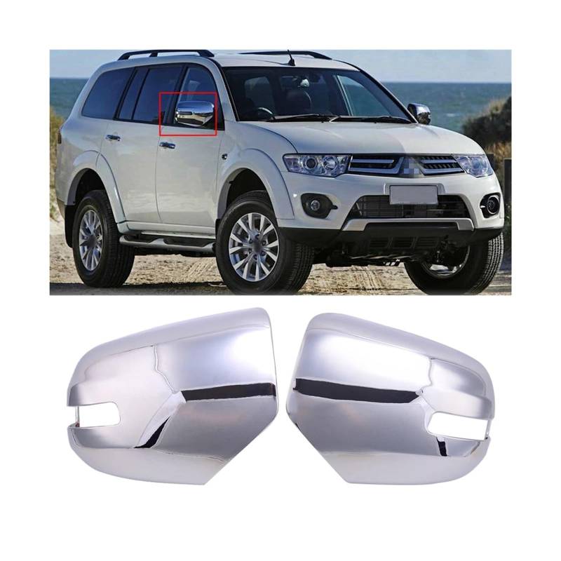 Paar Chrom-Rückspiegel-Seitenflügel-Türspiegel-Abdeckungs-Ordnungsgehäuse Kompatibel for Mitsubishi Pajero Sport 2009 2010 2011 2012 2013 2014 von LDODMEZW
