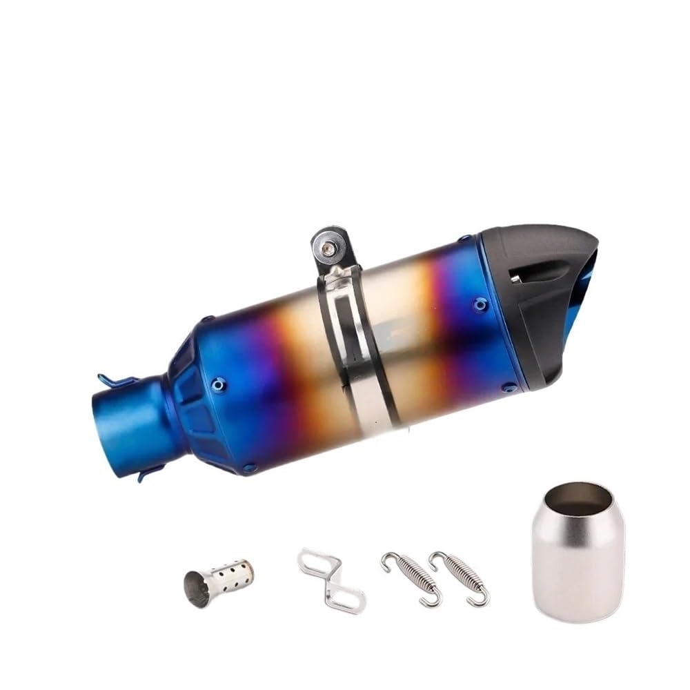 51mm Universal Motorrad Auspuffrohr Linke Und Rechte Seite Schalldämpfer Für Z400 Für Z650 Für Z900 Für GSX-250R Für R6 Für R15 Auspuffrohr(Blue Left) von LDUTIU