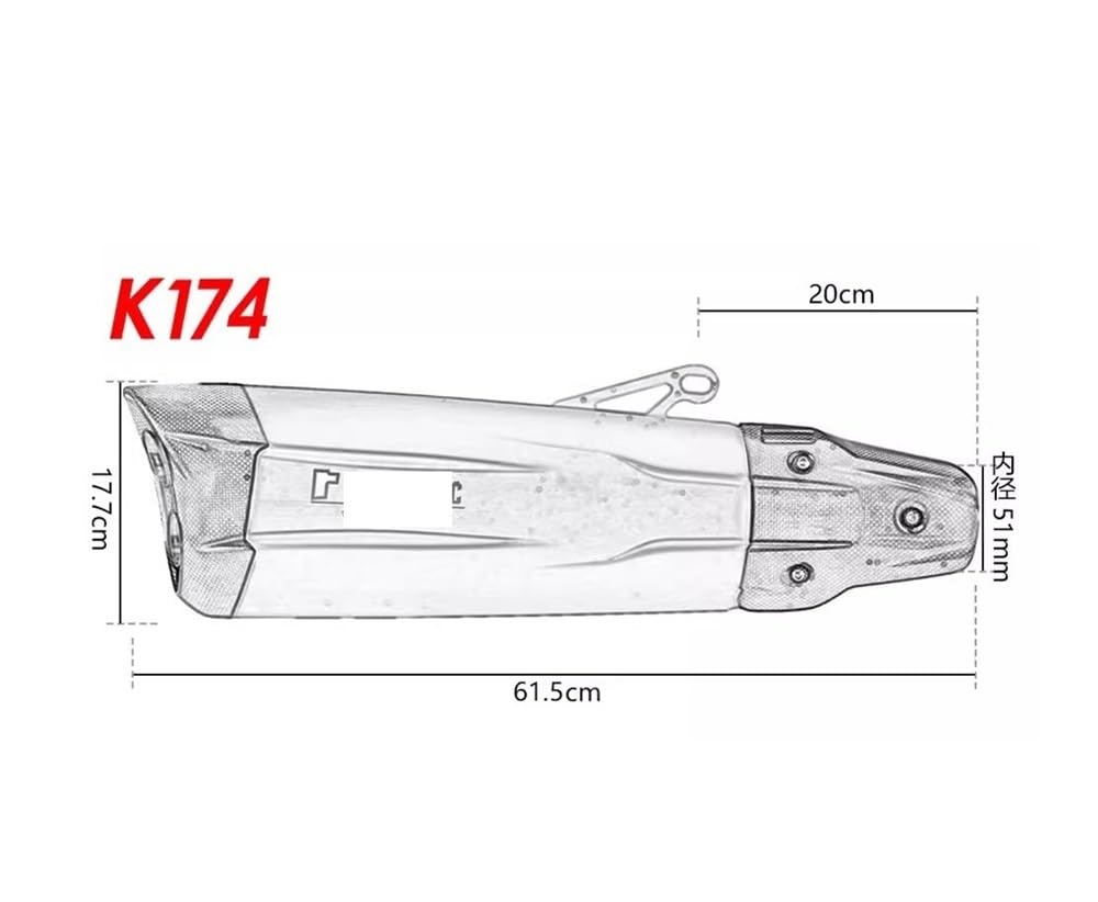 51mm Universal Motorrad Doppel Löcher Auspuffrohr Schalldämpfer Für F750GS Für F850GS Für S1000RR Für YZF Für R1 Für R3 Auspuffrohr(Big B) von LDUTIU