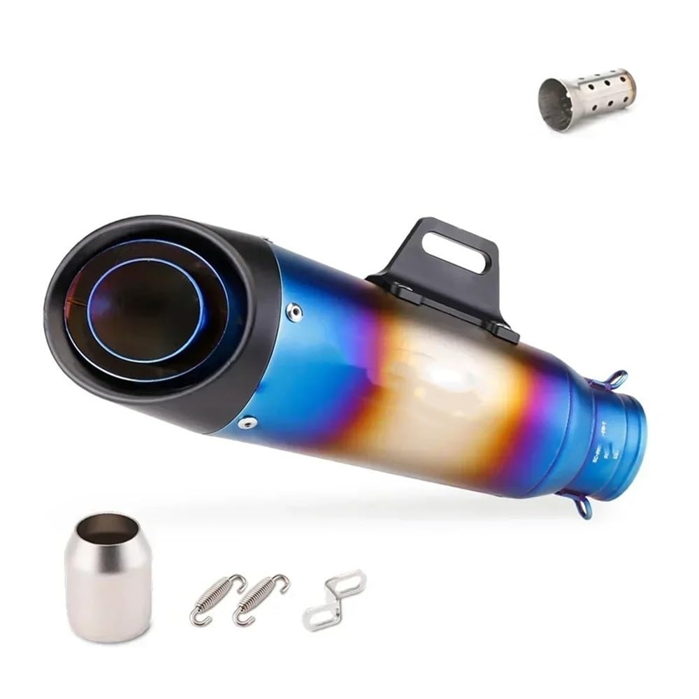 LDUTIU 51mm Motorrad Auspuffrohre DREI-Schicht Auspuff Schalldämpfer Für Ninja Für Z250 Für Z300 Für ZX10 Für MT07 Für MT09 Für R25 Auspuffrohr(Blue) von LDUTIU