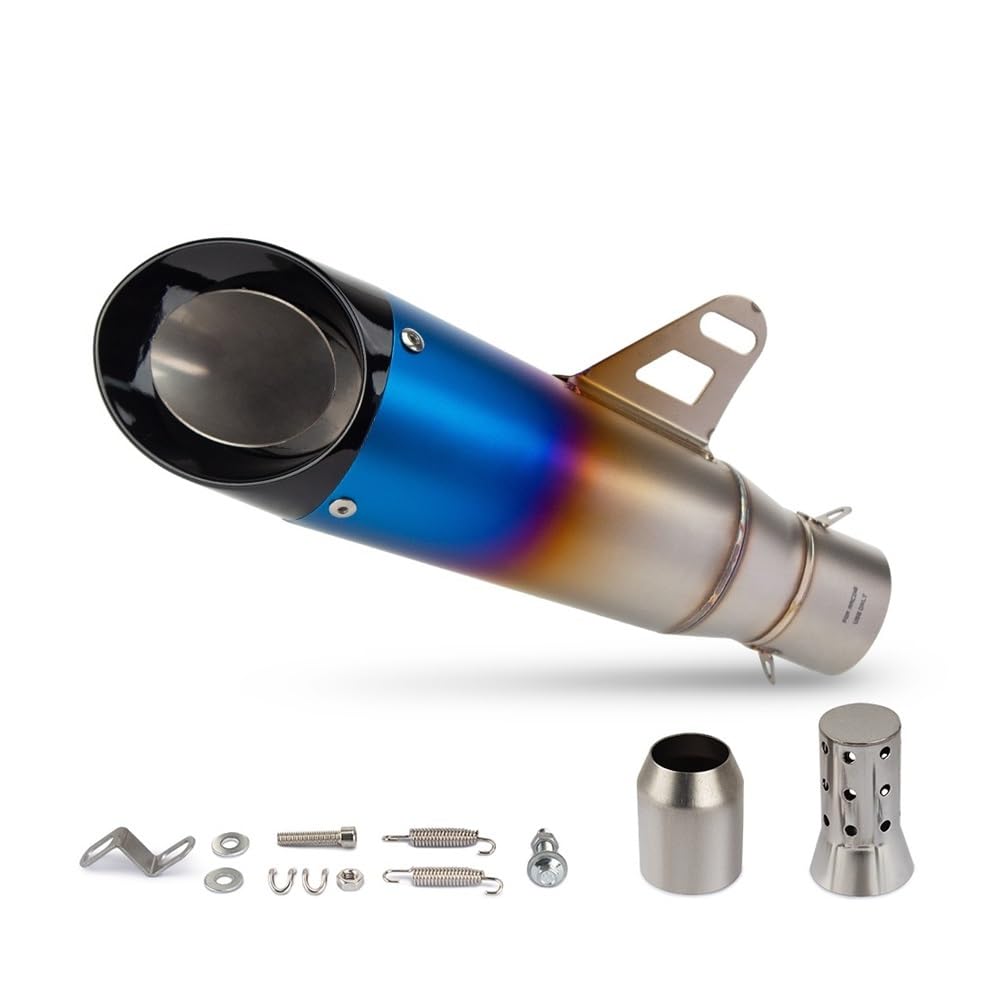 LDUTIU 51mm Universal Motorrad Auspuff Endrohr Zwei Schicht Ändern Schalldämpfer Mit Schalldämpfer Für NINJA250 Für Z300 450SR Für NVX Auspuffrohr(Color D 51mm) von LDUTIU