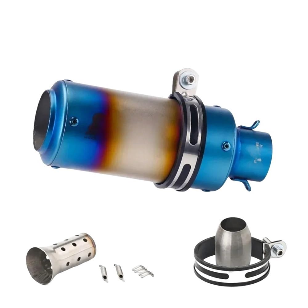 LDUTIU 51mm Universal Motorrad Auspuff Schalldämpfer Für Z400 Für Z650 Für Z900 Für R1 Für R3 Für R6 Für R25 Für MT07 Für MT09 Auspuffrohr(Blue) von LDUTIU
