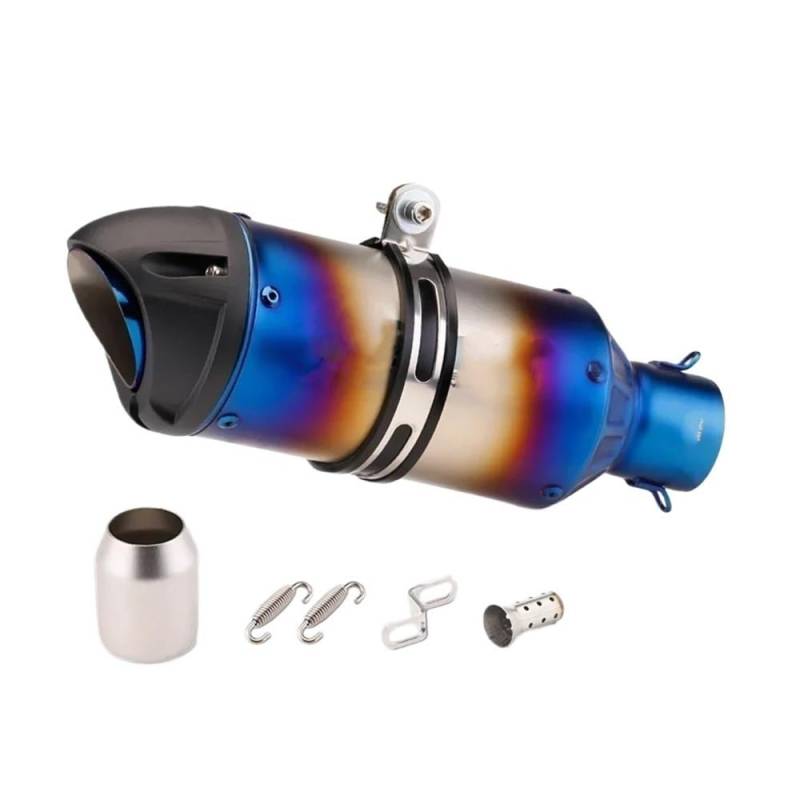 LDUTIU 51mm Universal Motorrad Auspuffrohr Linke Und Rechte Seite Schalldämpfer Für Z400 Für Z650 Für Z900 Für GSX-250R Für R6 Für R15 Auspuffrohr(Blue Right) von LDUTIU