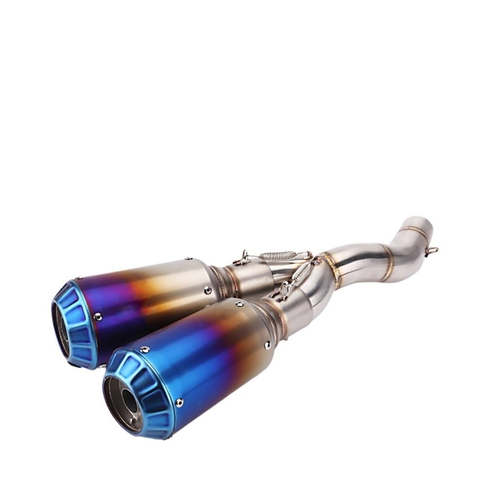 LDUTIU Für Scrambler 800 Für Monster 797 2015-2021 Slip On Motorrad Auspuff Moto Modifizierte Doppel Ausfahrt Mittleren Link Rohr Doppel Schalldämpfer Auspuffrohr(Color C) von LDUTIU
