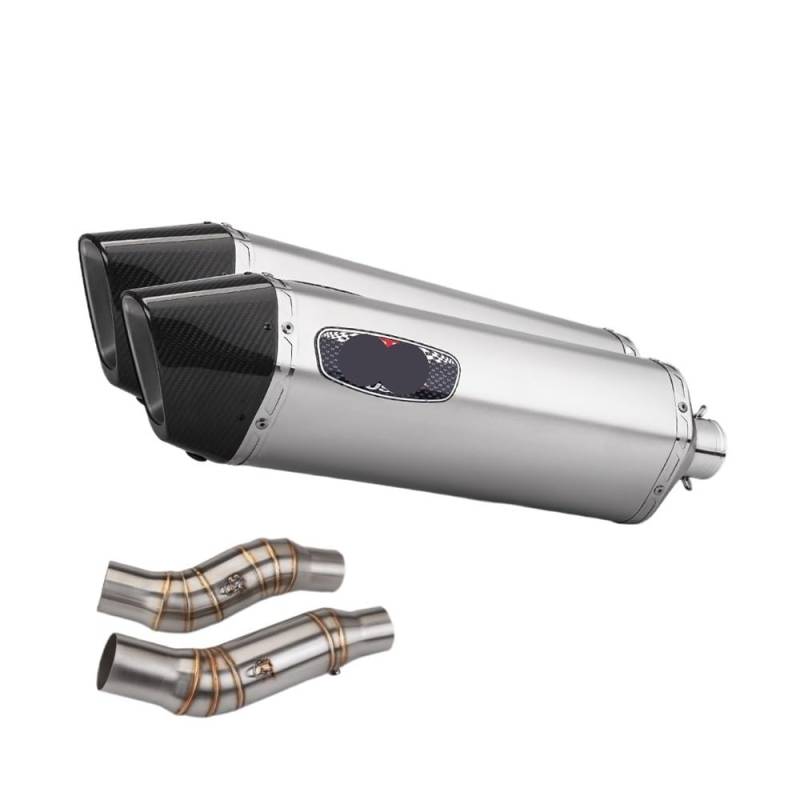 LDUTIU Für Z1000 2010-2024 Motorradauspuff Modifizieren Sie Das Doppelte Mittlere Verbindungsrohr Mit Zwei Schalldämpfern Auspuffrohr(A Color) von LDUTIU