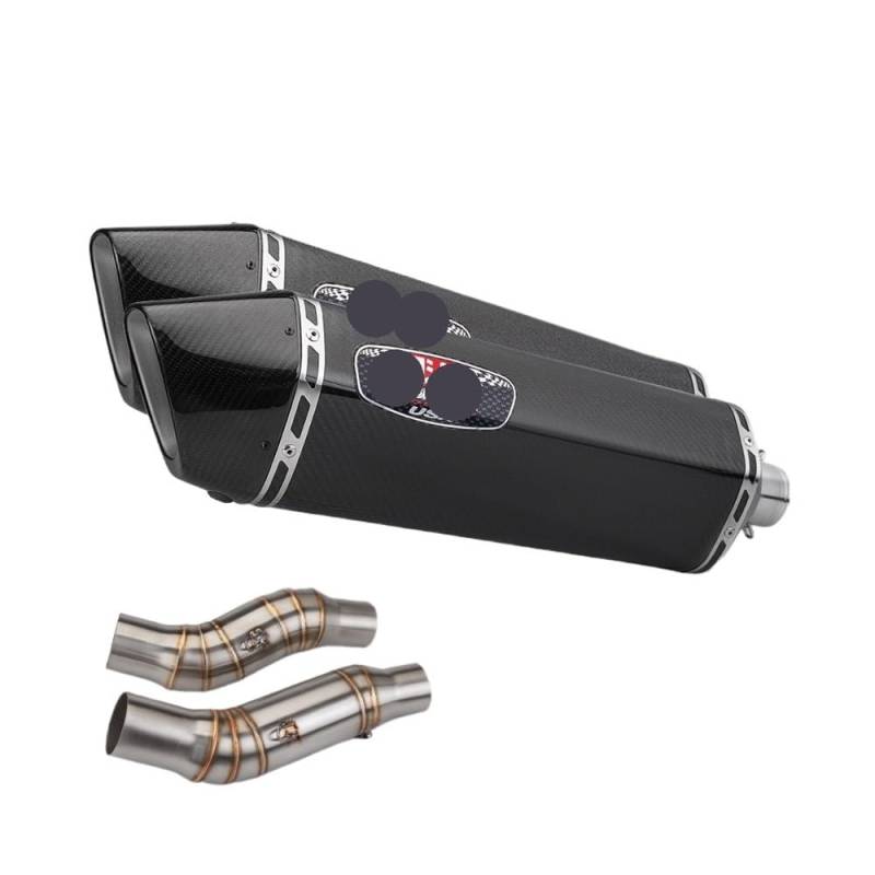LDUTIU Für Z1000 2010-2024 Motorradauspuff Modifizieren Sie Das Doppelte Mittlere Verbindungsrohr Mit Zwei Schalldämpfern Auspuffrohr(C Color) von LDUTIU