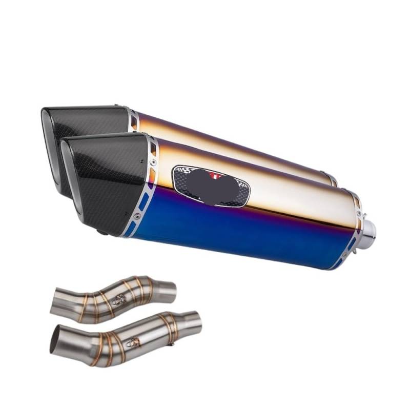 LDUTIU Für Z1000 2010-2024 Motorradauspuff Modifizieren Sie Das Doppelte Mittlere Verbindungsrohr Mit Zwei Schalldämpfern Auspuffrohr(D Color) von LDUTIU