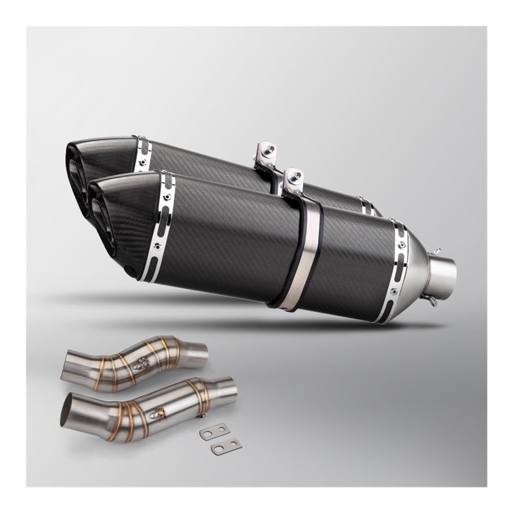 LDUTIU Motorrad Auspuff Modify Double Exit Middle Link Pipe Connect Two 470MM Schalldämpfer Mit Dichtung Für Z1000 2010-2024 Auspuffrohr(A Color) von LDUTIU