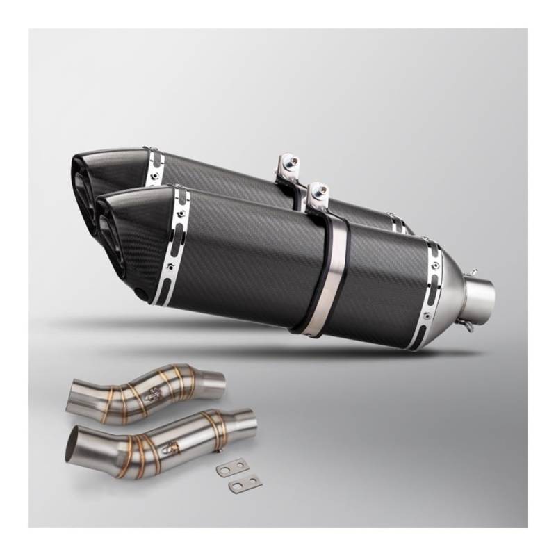 LDUTIU Motorrad Auspuff Modify Double Exit Middle Link Pipe Connect Two 470MM Schalldämpfer Mit Dichtung Für Z1000 2010-2024 Auspuffrohr(A Color) von LDUTIU