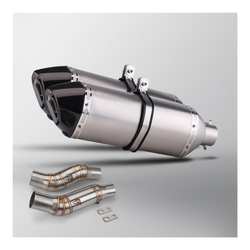 LDUTIU Motorrad Auspuff Modify Double Exit Middle Link Pipe Connect Two 470MM Schalldämpfer Mit Dichtung Für Z1000 2010-2024 Auspuffrohr(B Color) von LDUTIU