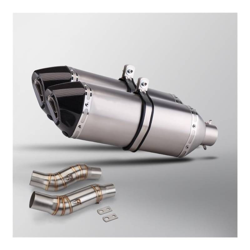 LDUTIU Motorrad Auspuff Modify Double Exit Middle Link Pipe Connect Two 470MM Schalldämpfer Mit Dichtung Für Z1000 2010-2024 Auspuffrohr(B Color) von LDUTIU