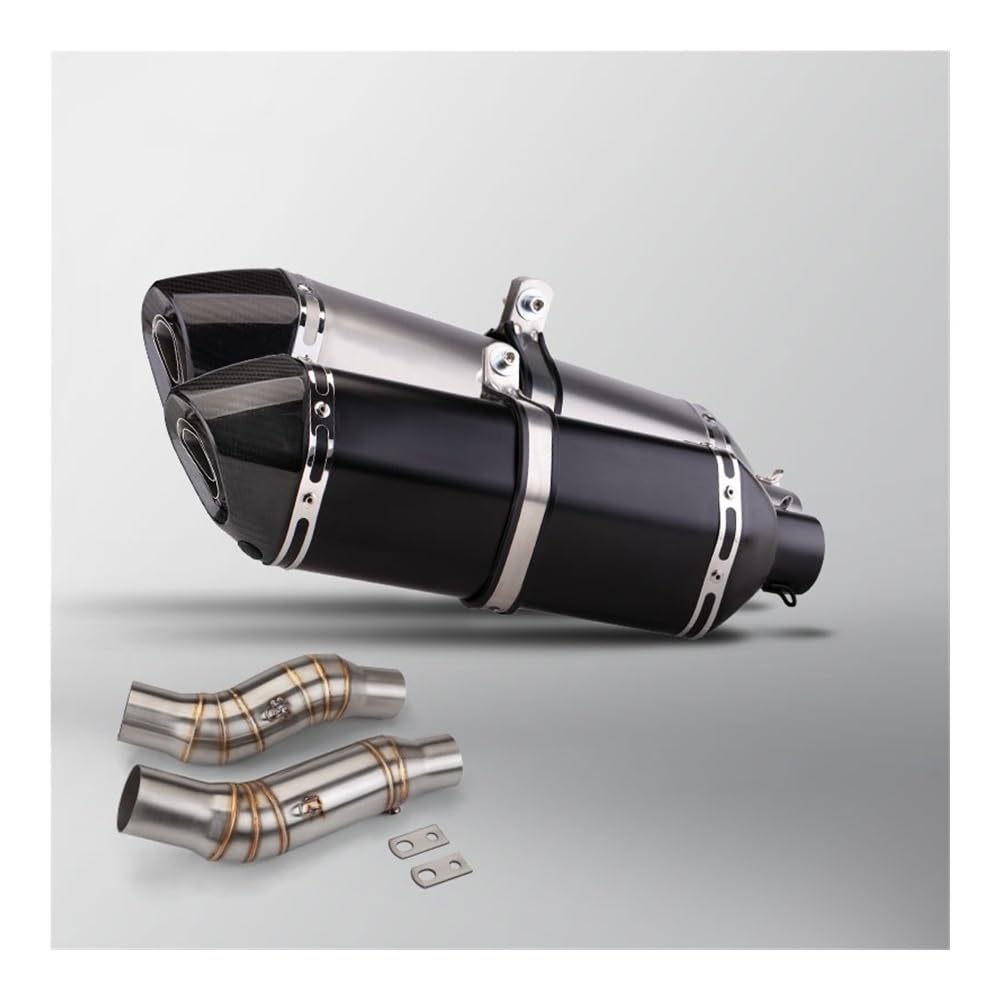 LDUTIU Motorrad Auspuff Modify Double Exit Middle Link Pipe Connect Two 470MM Schalldämpfer Mit Dichtung Für Z1000 2010-2024 Auspuffrohr(D Color) von LDUTIU