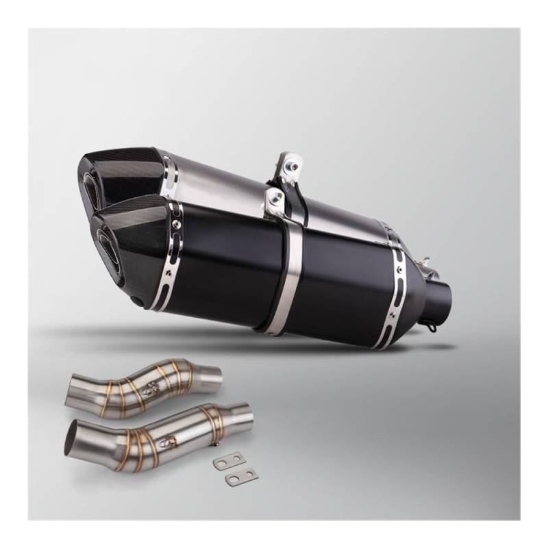 LDUTIU Motorrad Auspuff Modify Double Exit Middle Link Pipe Connect Two 470MM Schalldämpfer Mit Dichtung Für Z1000 2010-2024 Auspuffrohr(D Color) von LDUTIU