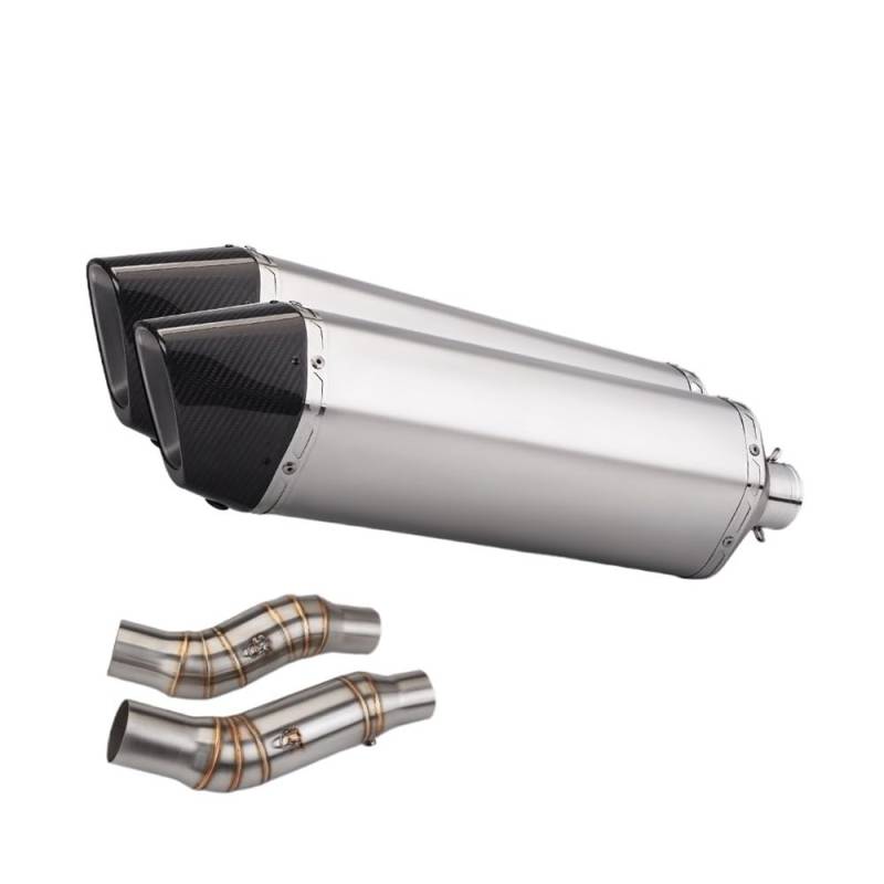 LDUTIU Motorrad-Auspuff-Set 57 Mm Lang, Doppelrohr-Schalldämpfer-Verbindungsrohr Für Ninja Für Z1000 Für Z1000sx Auspuffrohr(Color A) von LDUTIU