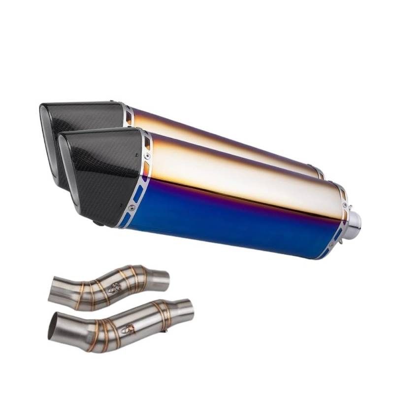 LDUTIU Motorrad-Auspuff-Set 57 Mm Lang, Doppelrohr-Schalldämpfer-Verbindungsrohr Für Ninja Für Z1000 Für Z1000sx Auspuffrohr(Color D) von LDUTIU
