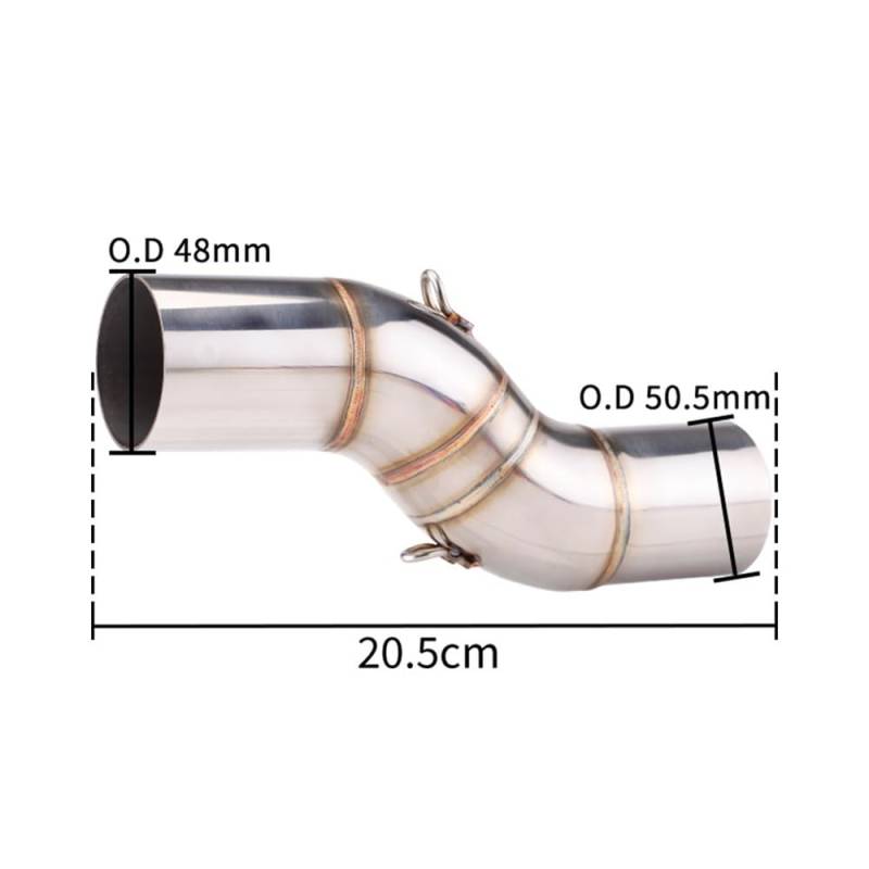 LDUTIU Motorradauspuff Geändert Mid Link Rohr Slip-on Auspuffrohr Schalldämpfer Link Rohr 51mm Für TRK 502X Auspuffrohr(Color E) von LDUTIU