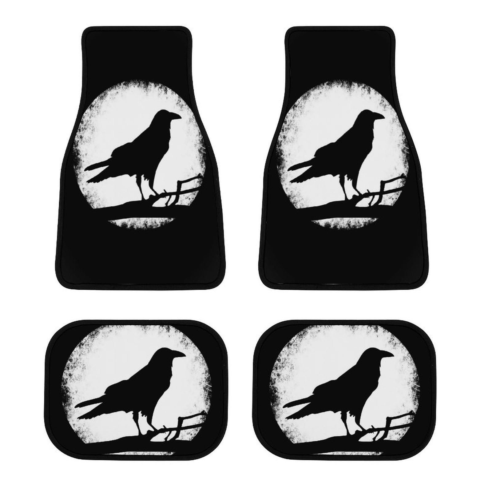 Viking Krieger Auto Fußmatten, 4-teiliges Set mit Nordischer Mythologie Design, Wasserdicht und rutschfest, Universell Passend für die Meisten Fahrzeuge, Pflegeleicht(Raven) von LDZDGD