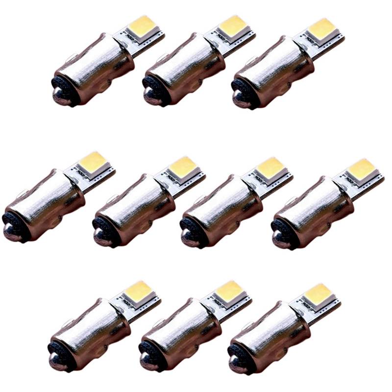 10x Ba5s LED 5V-8V / 10V-24V passend für TT H0 Modellbahn Modellbau kaltweiß warmweiß weiß (warmweiß, 5-8V) von LED-Mafia