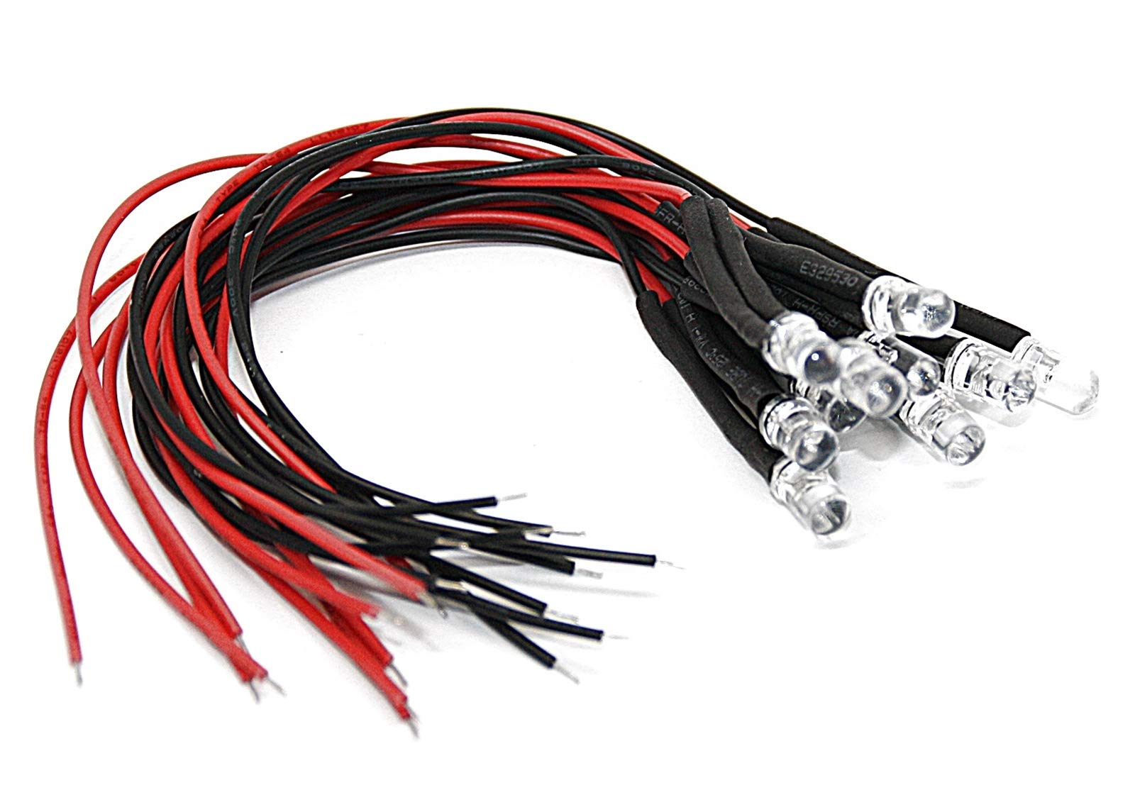10x LEDs mit Vorwiderstand Kabel * weiß blau rot * LED Modellbau 12V (weiß) von LED-Mafia