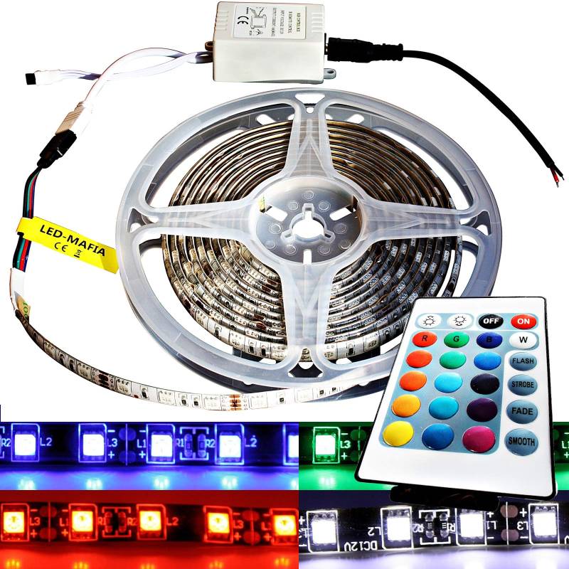 1m 2m 3m RGB 12V LED Stripe - Licht Lichtband Streifen Band Kabel 3M Bad Küche (1m - mit Netzteil) von LED-Mafia