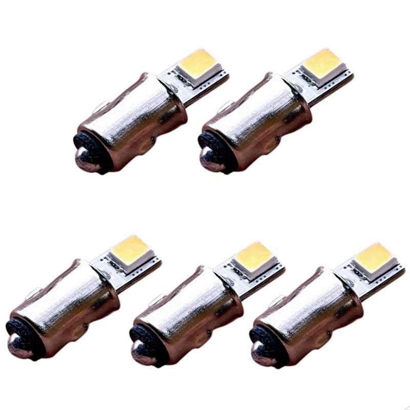 2x 5x 12x Ba5s LED 10V-24V passend für TT H0 Modellbahn Modellbau kaltweiß warmweiß weiß AC DC (warmweiß, 5x) von LED-Mafia