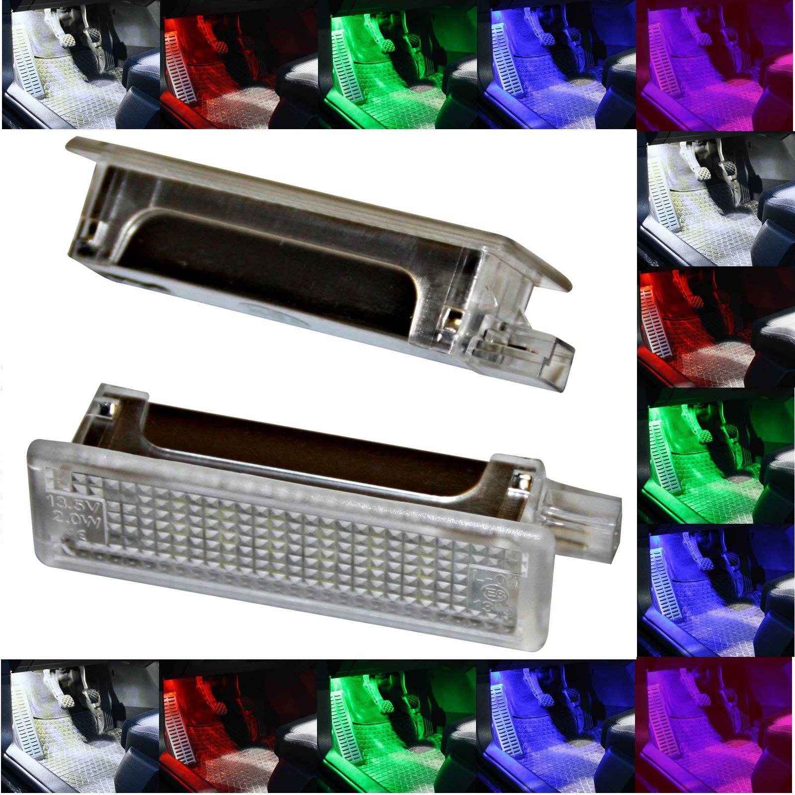 2x LED Module Fußraumbeleuchtung - weiß blau rot SMD Modul Fußraum Set 1D (weiß) von LED-Mafia