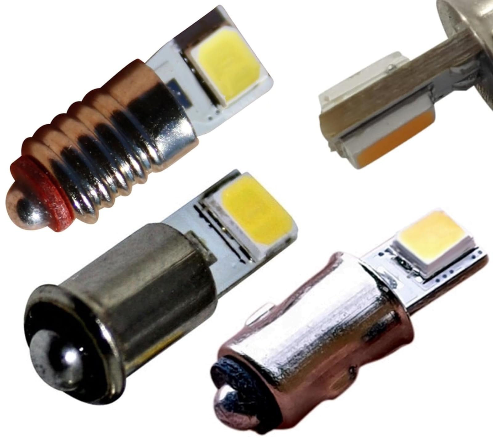 9x LED Leuchtmittel 10-24V MS4 / BA5S / E5.5 Fassung weiß Modellbahn Volt Glühbirne AC DC bei ca. 30 Lumen (warmweiß, BA5S) von LED-Mafia