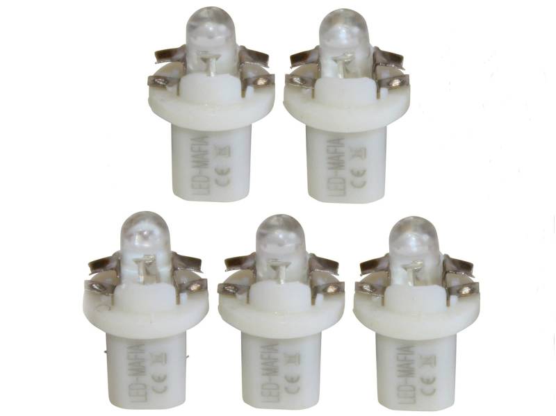 LED-Mafia 5X Halogen Round Heat Tachobeleuchtung Cockpitbeleuchtung Set - weiß blau rot Cockpit (weiß) von LED-Mafia