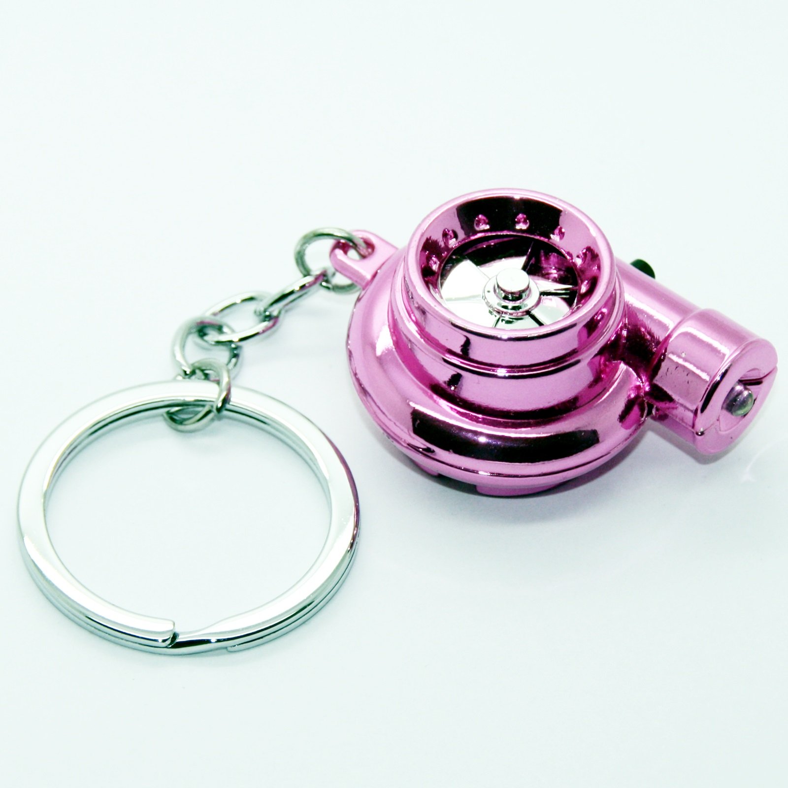 LED-Mafia Elektro Turbo Schlüsselanhänger - Mit Sound & Licht Turbolader Keychain Chrom Metall Anhänger Schlüssel rosa von LED-Mafia