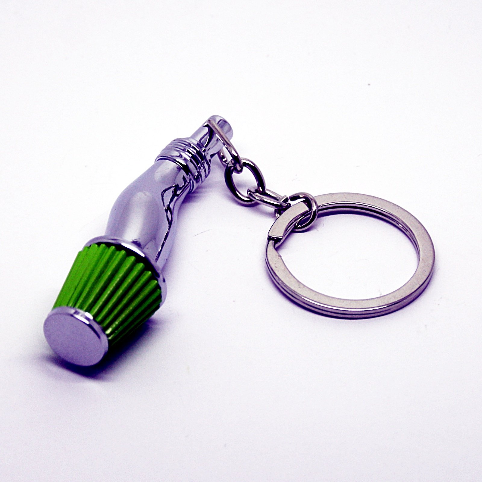 Luxus Schlüsselanhänger aus Metall - Luftfilter Filter Chrom - Anhänger Schlüsselring Etui Schlüssel (Luftfilter - grün) von LED-Mafia