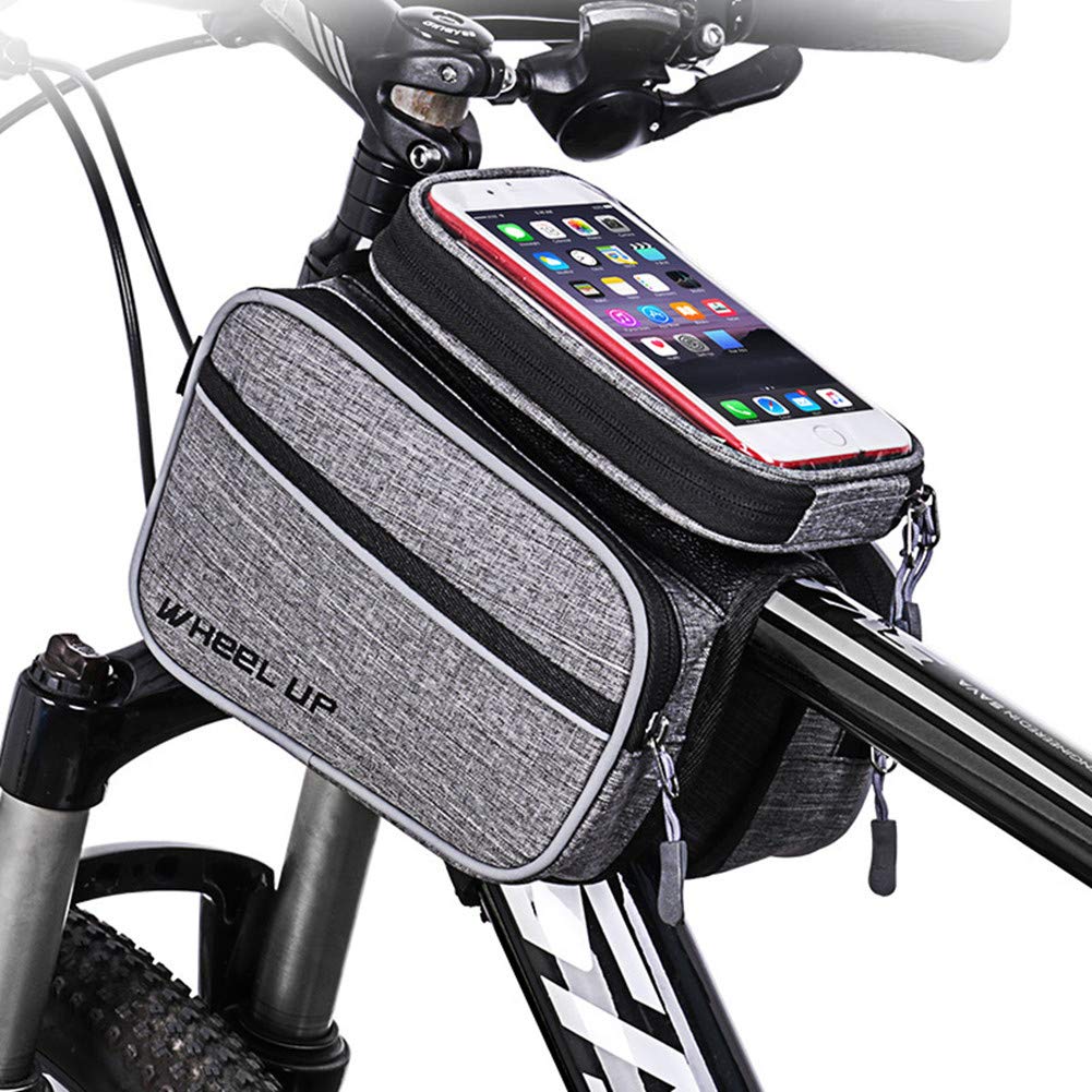 Rahmentasche Fahrrad Fahrrad Taschenhalter Vorne Handytasche Mit Touchscreen Fahrradtasche Mit ReißVerschluss Werkzeugtasche Fahrrad canvasbag,20 von LEDDP