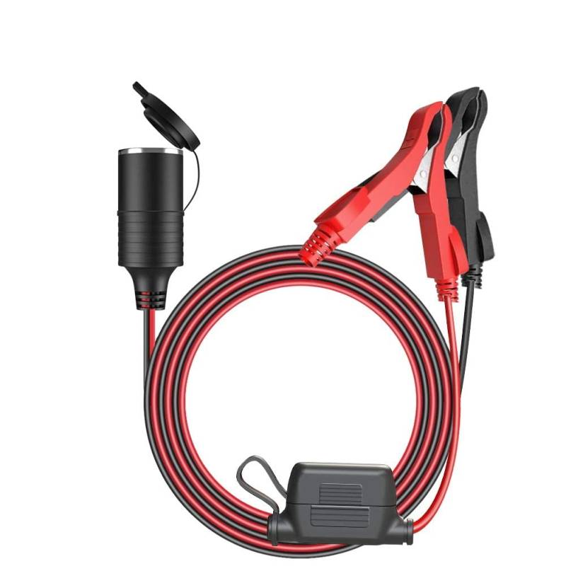 3.2M Zigarettenanzünder Verlängerungskabel 12V/24V KFZ Batterieklemme Clip Kabel 16 AWG 15A Steckdose Adapter Stromversorgung Kordel (Alligator Clip)-MEHRWEG von LEICESTERCN