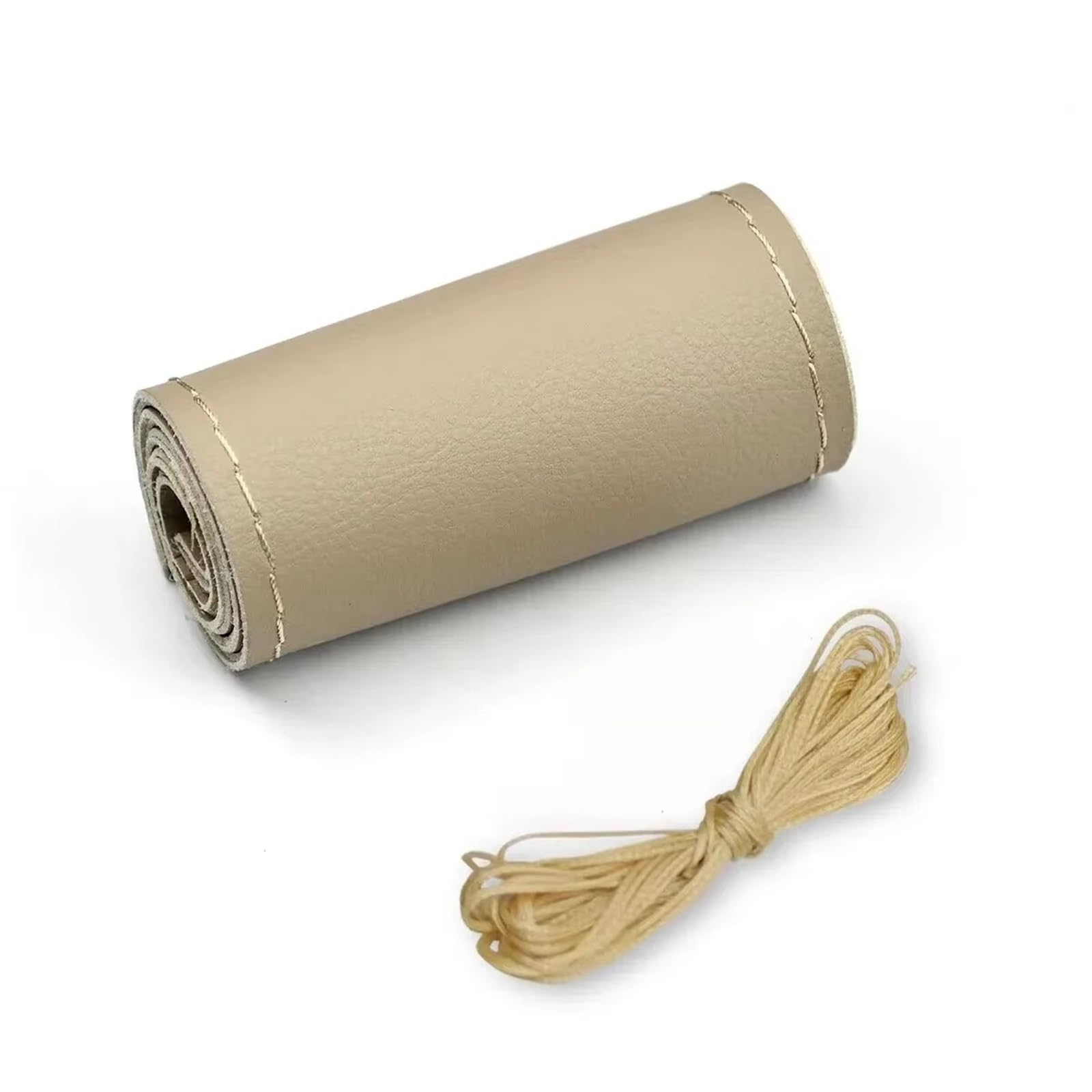 Lenkradabdeckung Für 38 cm 14 Zoll DIY Nähen, atmungsaktiv und rutschfest, Schwarz, Grau, Beige, Universal-Leder-Auto-Lenkrad-Stich auf Wrap-Abdeckung Auto Lenkradbezug(Beige (Smooth)) von LEIFEIS