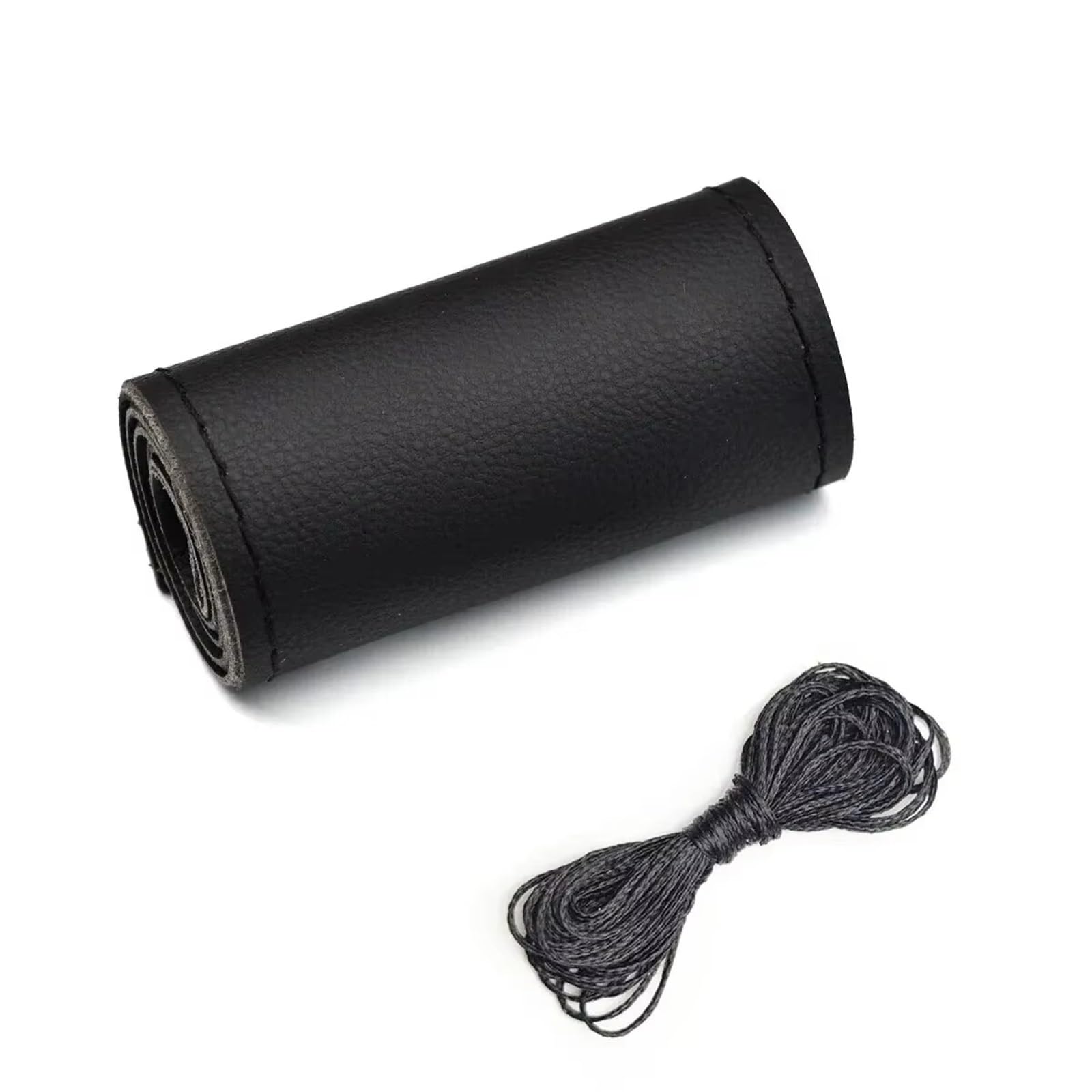Lenkradabdeckung Für 38 cm 14 Zoll DIY Nähen, atmungsaktiv und rutschfest, Schwarz, Grau, Beige, Universal-Leder-Auto-Lenkrad-Stich auf Wrap-Abdeckung Auto Lenkradbezug(Black (Smooth)) von LEIFEIS