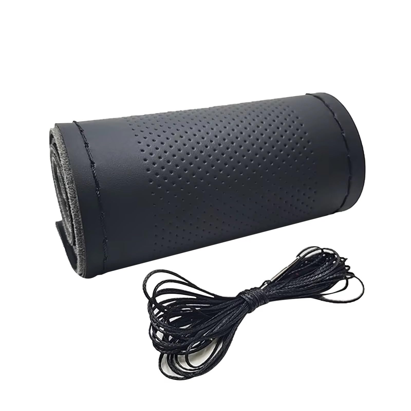 Lenkradabdeckung Für 38 cm 14 Zoll DIY Nähen, atmungsaktiv und rutschfest, Schwarz, Grau, Beige, Universal-Leder-Auto-Lenkrad-Stich auf Wrap-Abdeckung Auto Lenkradbezug(Black (mesopore)) von LEIFEIS