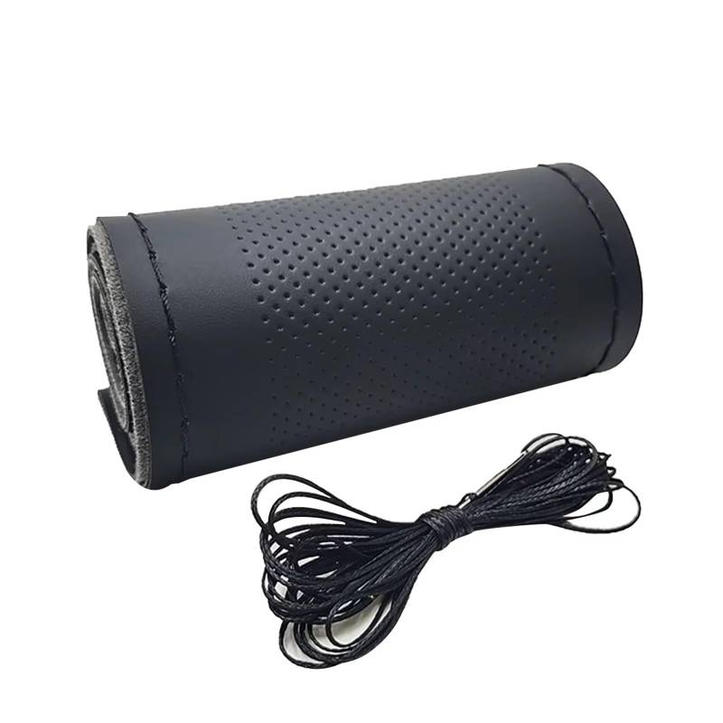 Lenkradabdeckung Für 38 cm 14 Zoll DIY Nähen, atmungsaktiv und rutschfest, Schwarz, Grau, Beige, Universal-Leder-Auto-Lenkrad-Stich auf Wrap-Abdeckung Auto Lenkradbezug(Black (mesopore)) von LEIFEIS