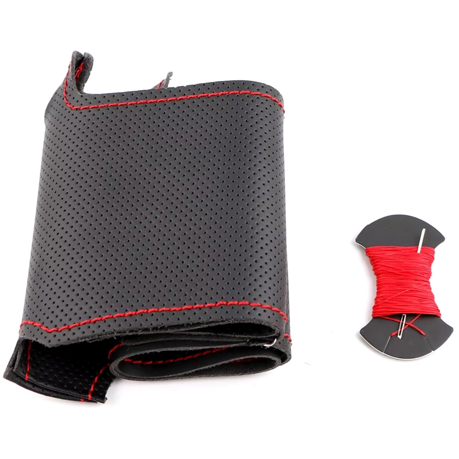 Lenkradabdeckung Für Benz W639 Für Viano Für Vito Leder Für Lenkrad DIY Auto Lenkrad Abdeckung Auto Lenkradbezug(Red Thread) von LEIFEIS