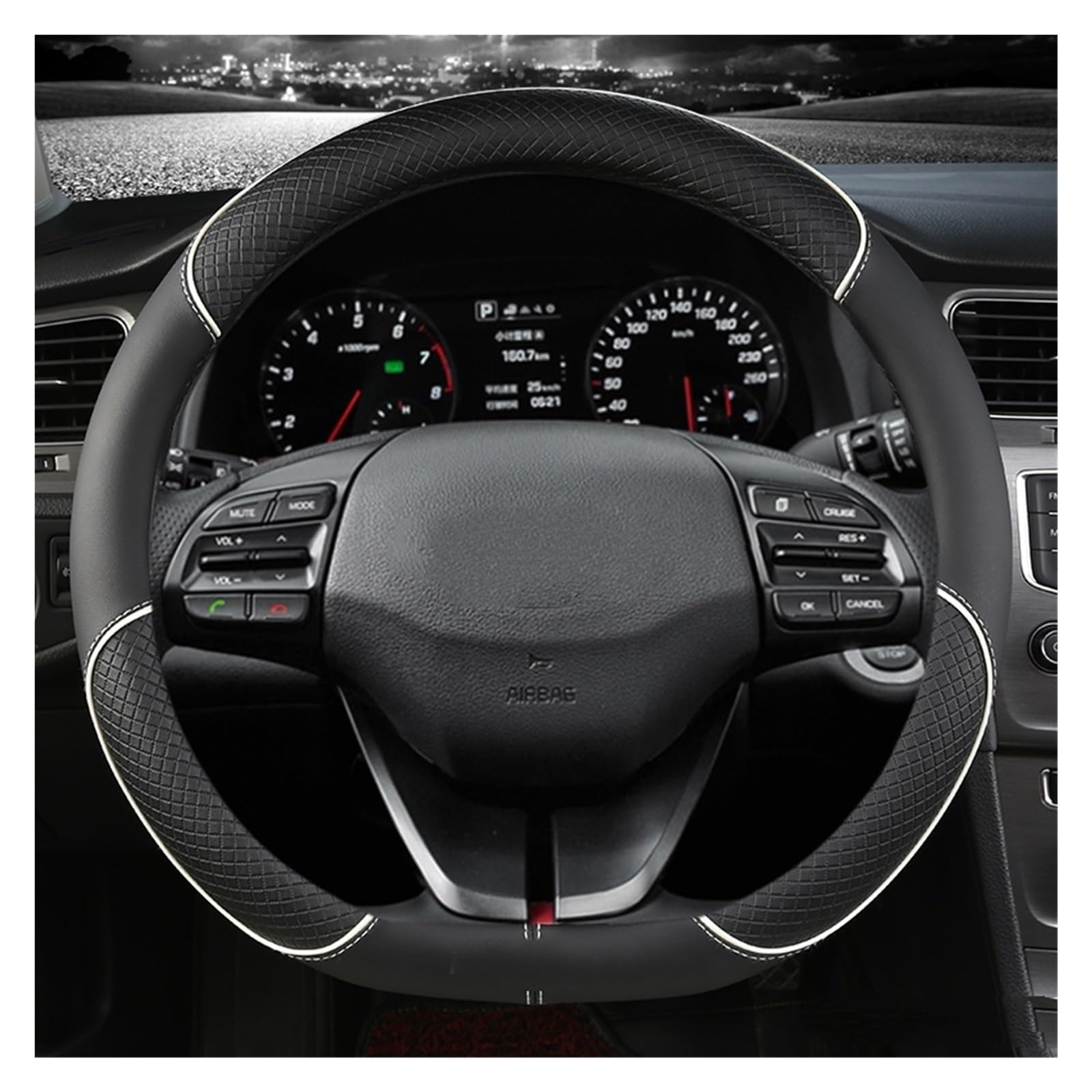 Lenkradabdeckung Für Hyundai Für Ioniq 2016 2017 2018 2019 2020 2021 2022 Auto Lenkrad Abdeckung Auto Zubehör Innen D Form PU Leder Auto Lenkradbezug(Weiß) von LEIFEIS
