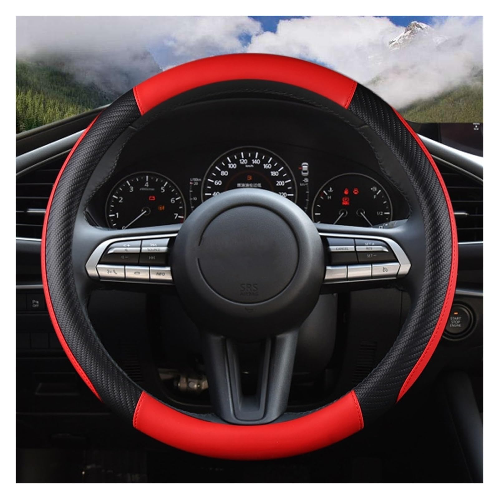 Lenkradabdeckung Für Mazda 3 Axela 2019 2020 2021 CX-30 2020 2021 MX-30 CX-5 CX-50 2021 Auto PU Leder Auto Lenkrad Abdeckung Auto Lenkradbezug(RED) von LEIFEIS