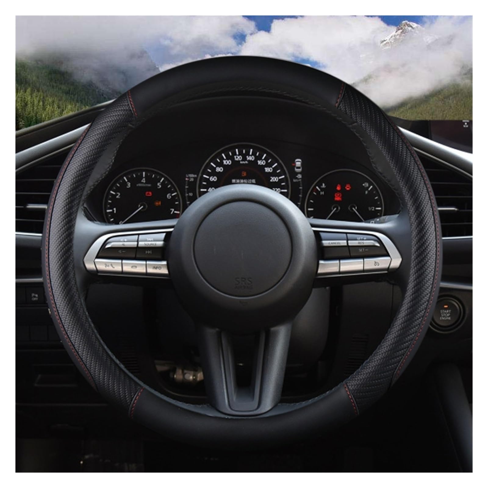 Lenkradabdeckung Für Mazda 3 Axela 2019 2020 2021 CX-30 2020 2021 MX-30 CX-5 CX-50 2021 Auto PU Leder Auto Lenkrad Abdeckung Auto Lenkradbezug(Schwarz) von LEIFEIS