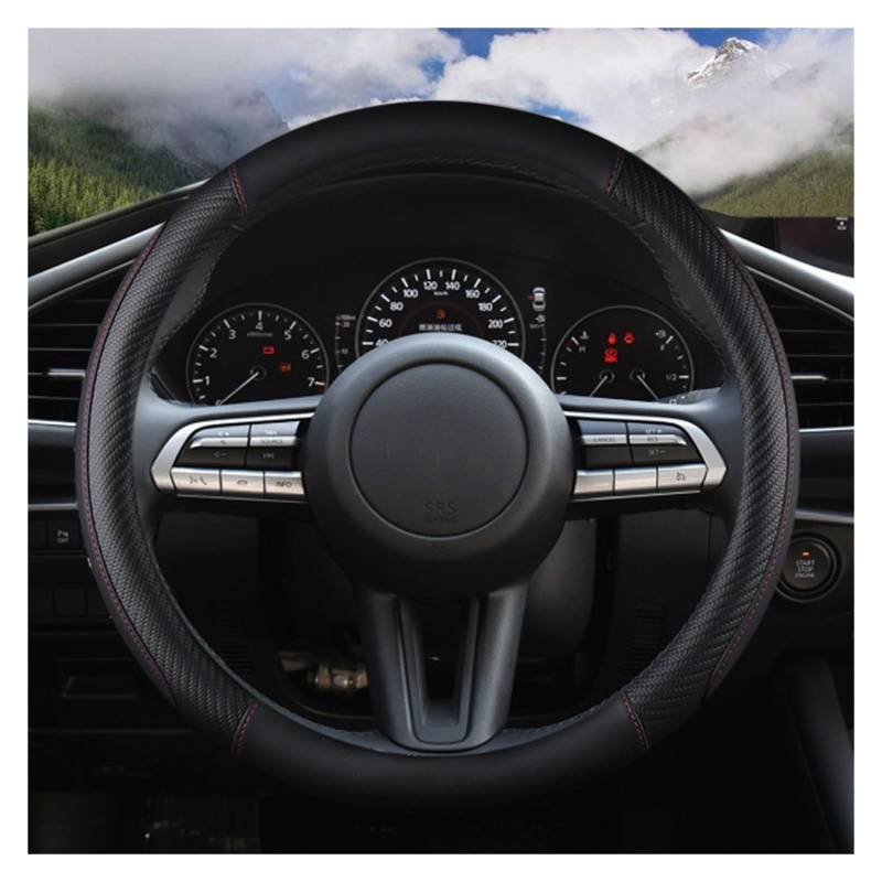 Lenkradabdeckung Für Mazda 3 Axela 2019 2020 2021 CX-30 2020 2021 MX-30 CX-5 CX-50 2021 Auto PU Leder Auto Lenkrad Abdeckung Auto Lenkradbezug(Schwarz) von LEIFEIS