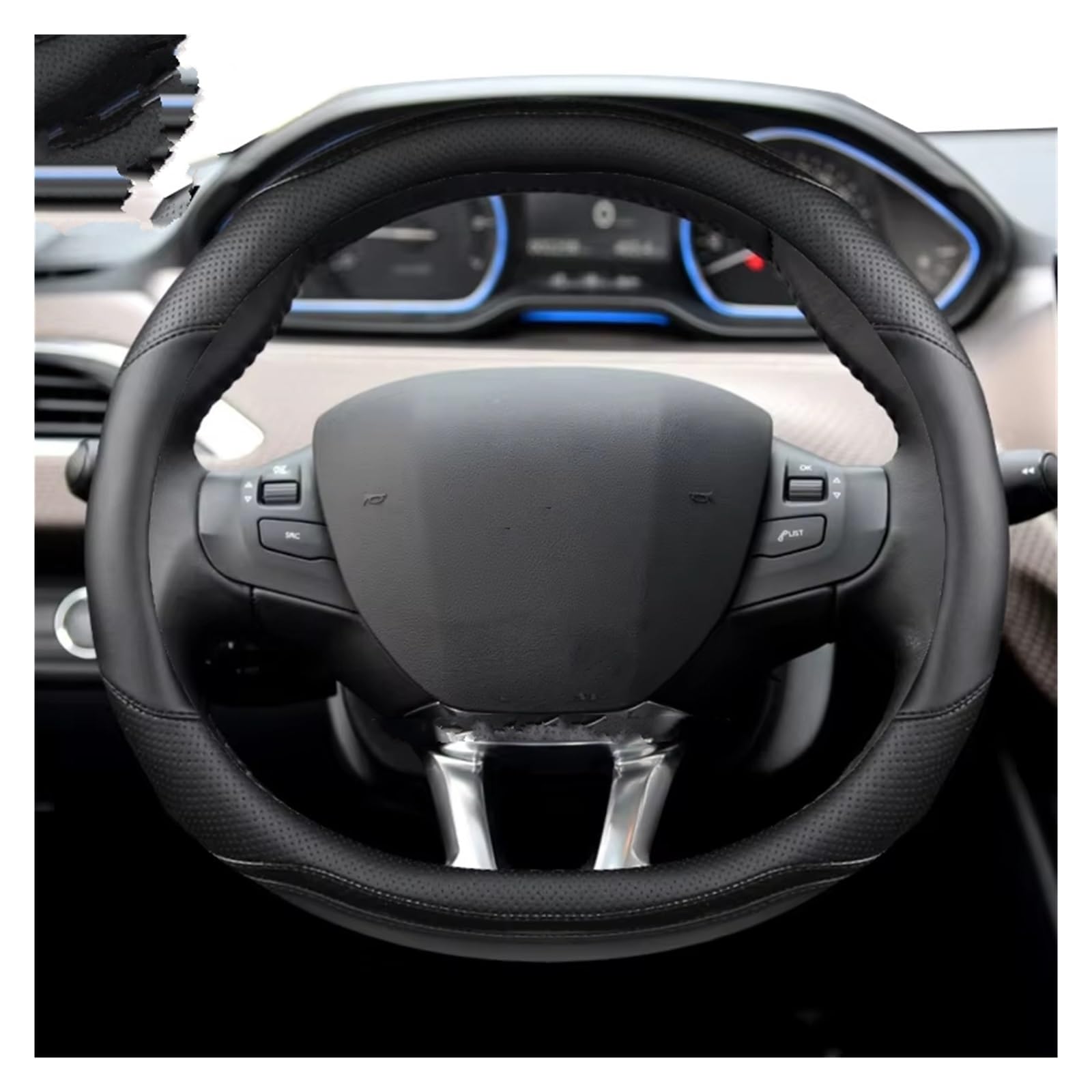 Lenkradabdeckung Für Peugeot 208 2012-2018 308 2014-2021 2008 2013-2018 Auto Lenkrad Abdeckung Carbon Faser + Leder Auto Lenkradbezug(Orange) von LEIFEIS