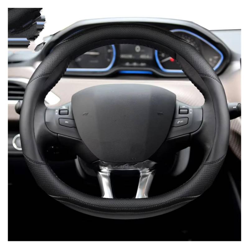 Lenkradabdeckung Für Peugeot 208 2012-2018 308 2014-2021 2008 2013-2018 Auto Lenkrad Abdeckung Carbon Faser + Leder Auto Lenkradbezug(Orange) von LEIFEIS
