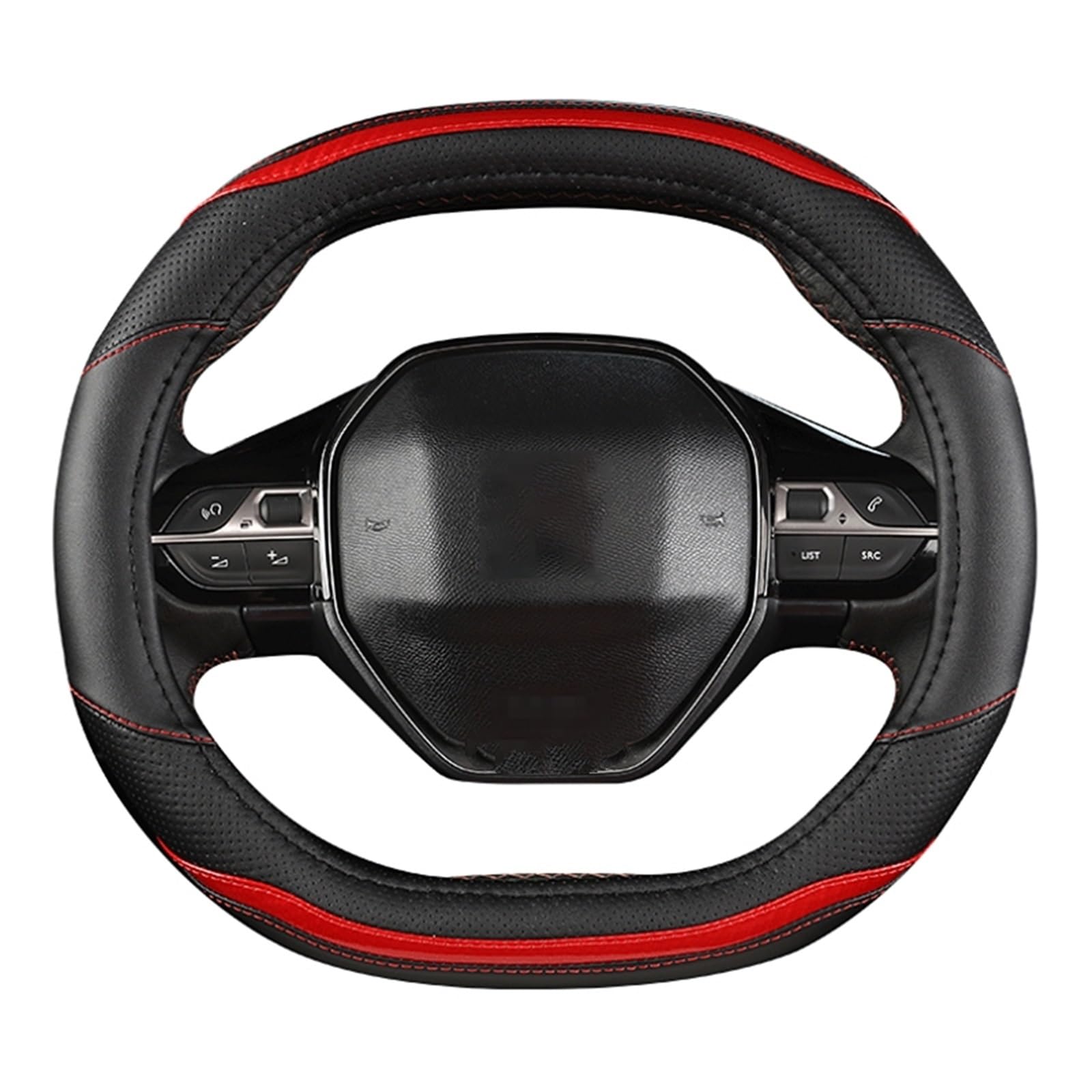 Lenkradabdeckung Für Peugeot 3008 4008 5008 Auto Lenkrad Abdeckung Carbon Faser + PU Leder Auto Innen Zubehör Auto Lenkradbezug(Red) von LEIFEIS