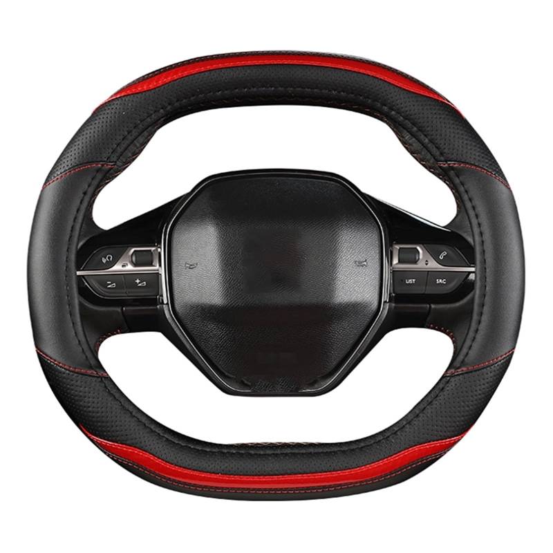 Lenkradabdeckung Für Peugeot 3008 4008 5008 Auto Lenkrad Abdeckung Carbon Faser + PU Leder Auto Innen Zubehör Auto Lenkradbezug(Red) von LEIFEIS